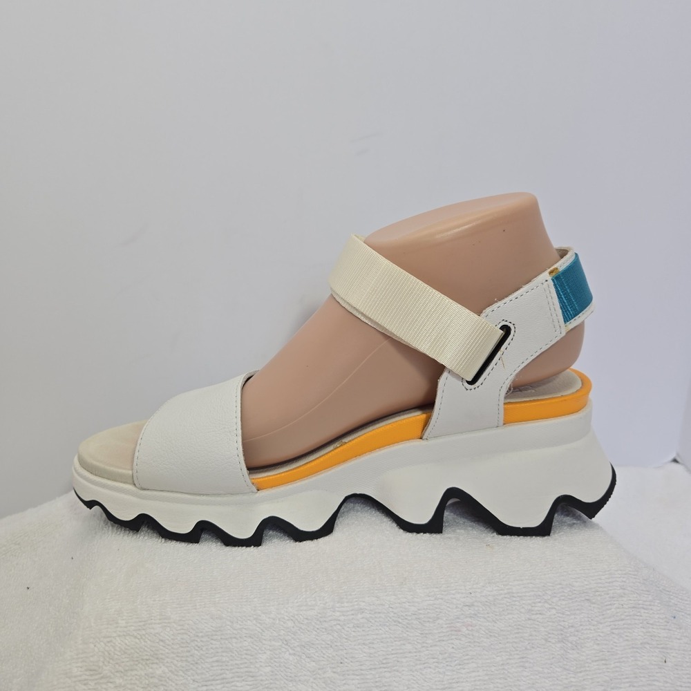 Sorel Kinetic Impact Y Strap Sandals Sea Salt Womens Size 8.5 Platform Leather - Picture 8 of 14